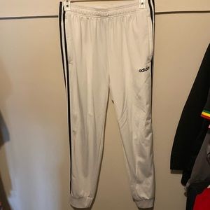 Adidas men’s white joggers. Size L, 100% polyester.